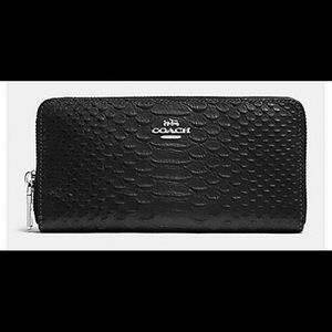 Coach Metallic Snake-Embossed Accordion Zip Wallet